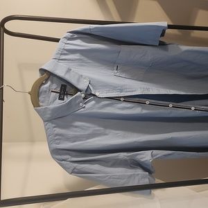 Blue shirt sleeve button-up. Bad Rhino Brand.